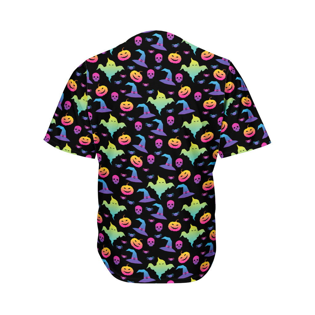 Colorful Halloween Party Pattern Print Men's Baseball Jersey