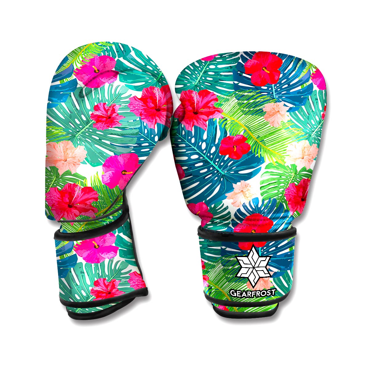Colorful Hawaii Floral Pattern Print Boxing Gloves