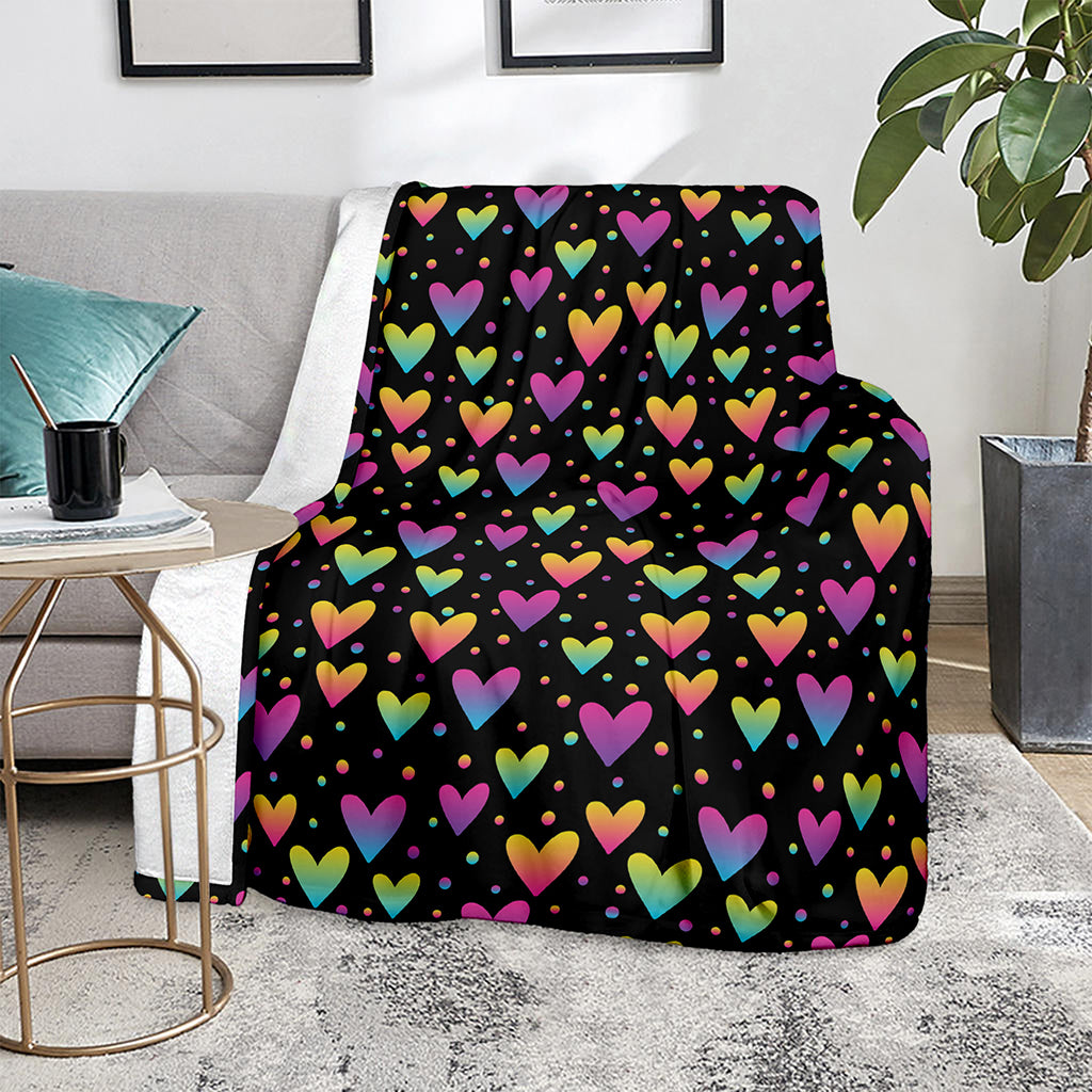 Colorful Heart Pattern Print Blanket