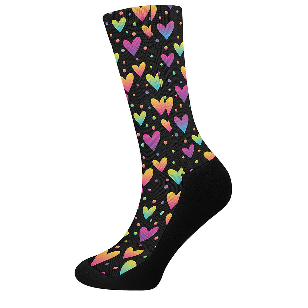 Colorful Heart Pattern Print Crew Socks