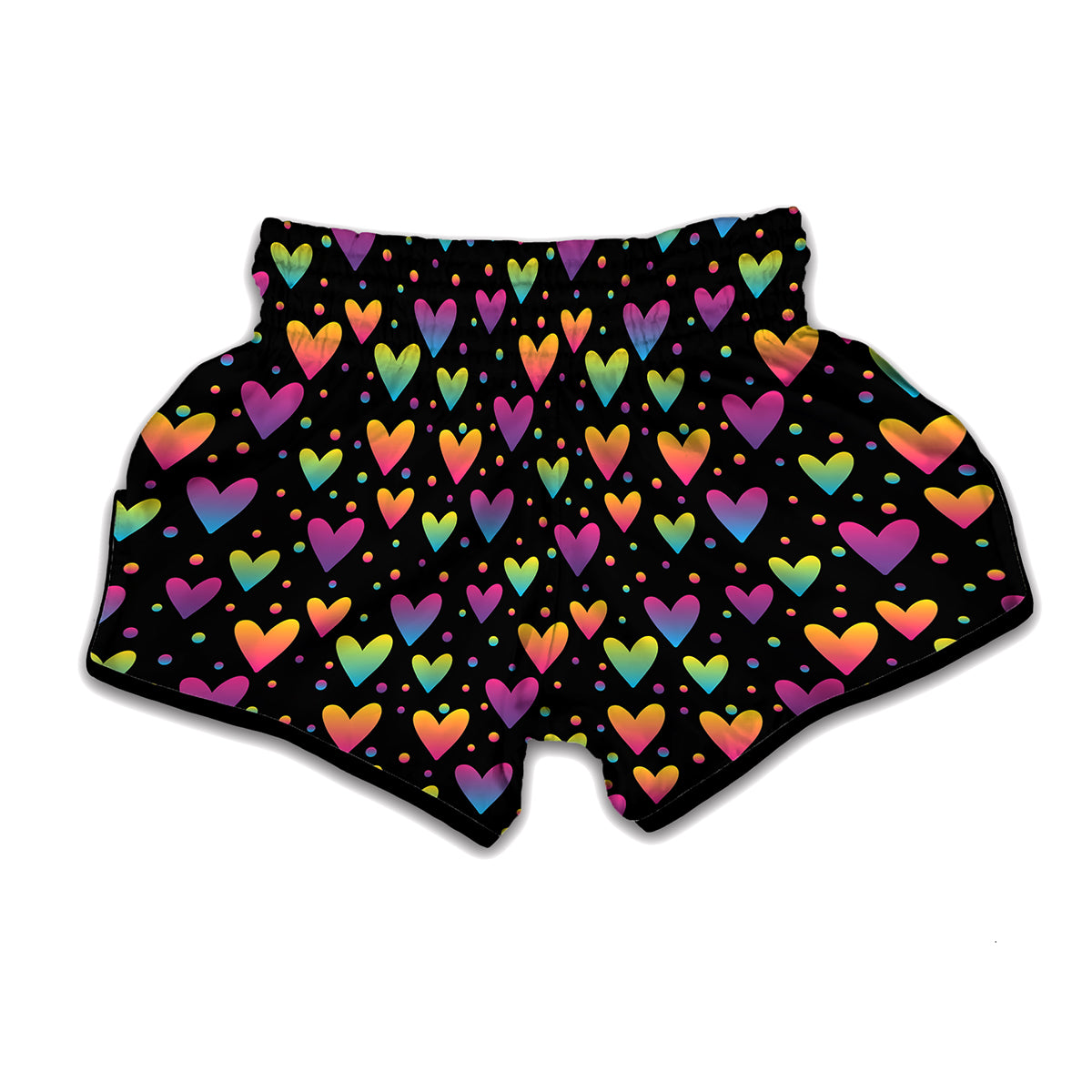 Colorful Heart Pattern Print Muay Thai Boxing Shorts
