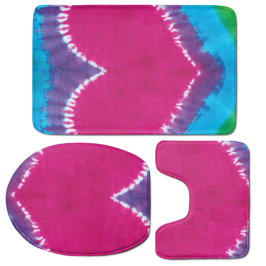 Colorful Heart Tie Dye Print 3 Piece Bath Mat Set