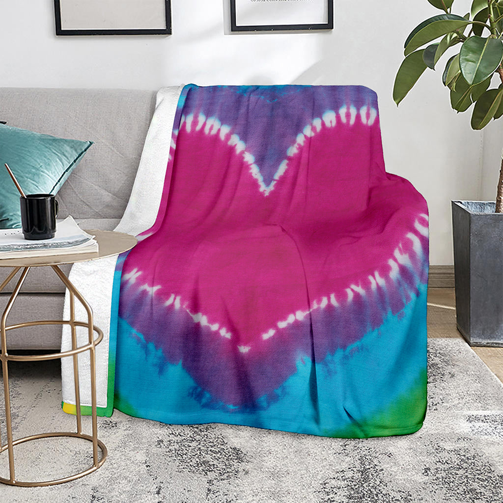 Colorful Heart Tie Dye Print Blanket