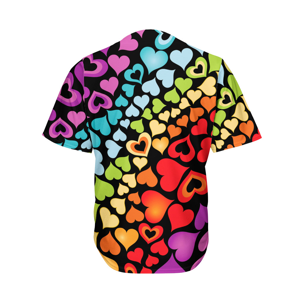 Colorful Heart Wave Pattern Print Men's Baseball Jersey