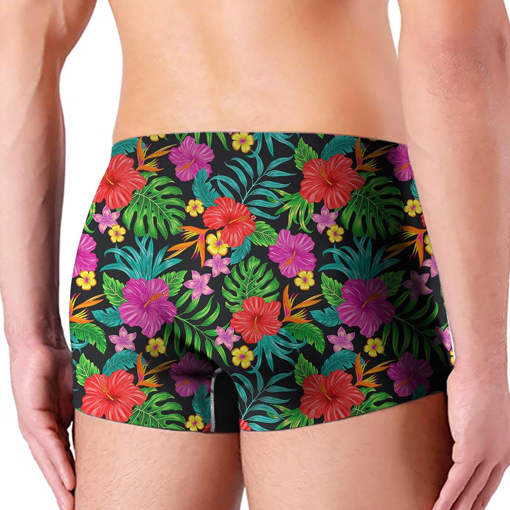 Colorful Hibiscus Flowers Pattern Print Men's Boxer Briefs