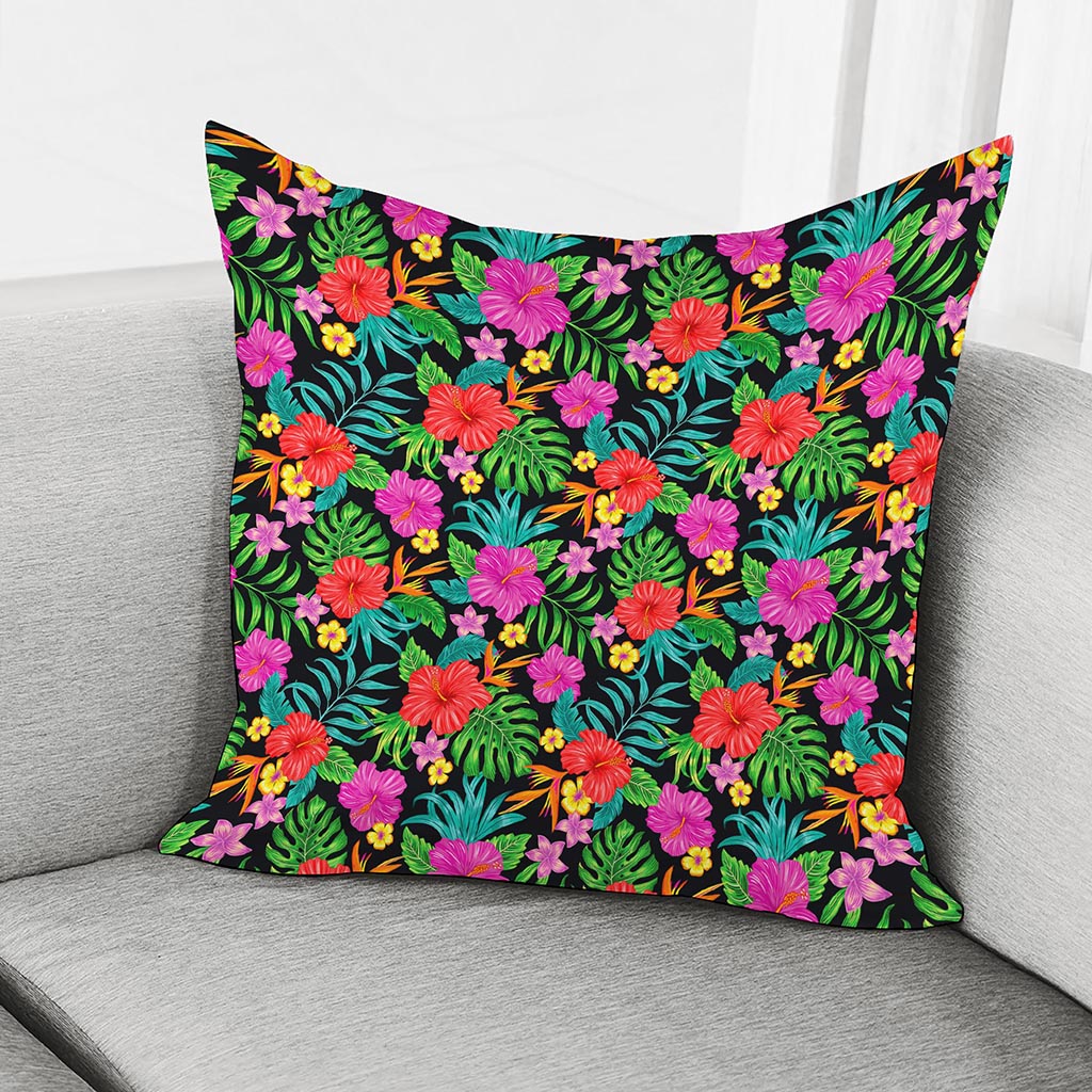 Colorful Hibiscus Flowers Pattern Print Pillow Cover