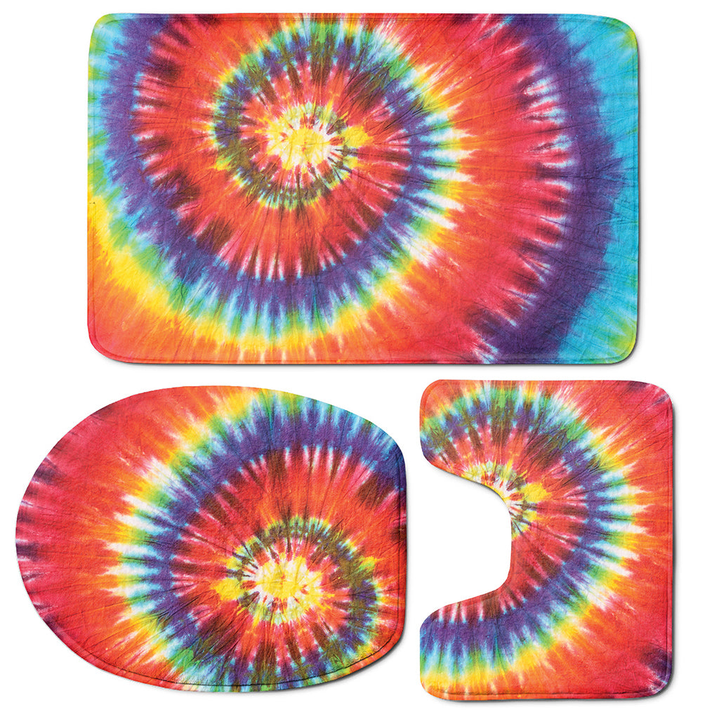 Colorful Hippie Tie Dye Print 3 Piece Bath Mat Set