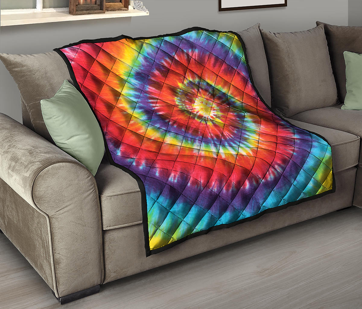 Colorful Hippie Tie Dye Print Quilt