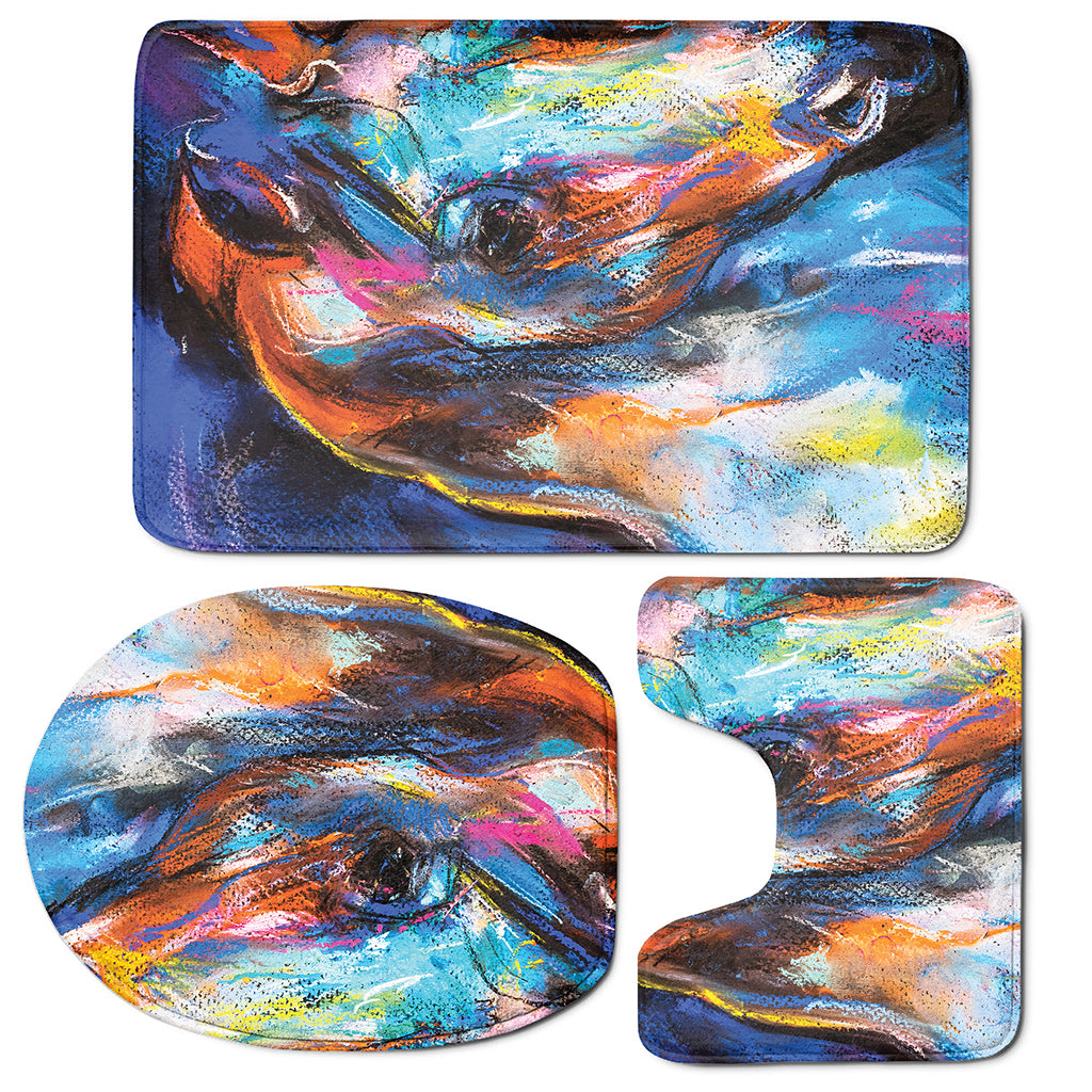 Colorful Horse Painting Print 3 Piece Bath Mat Set