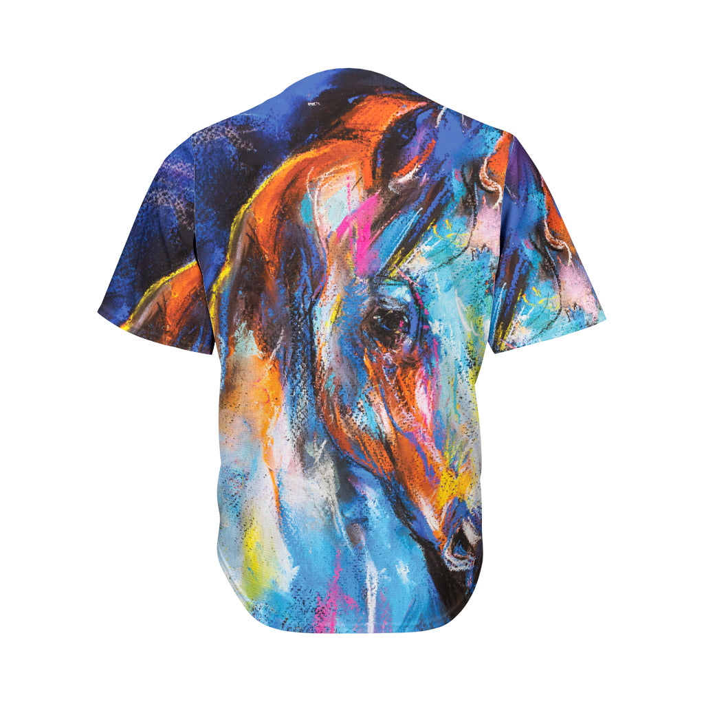 Colorful Horse Painting Print Men's Baseball Jersey