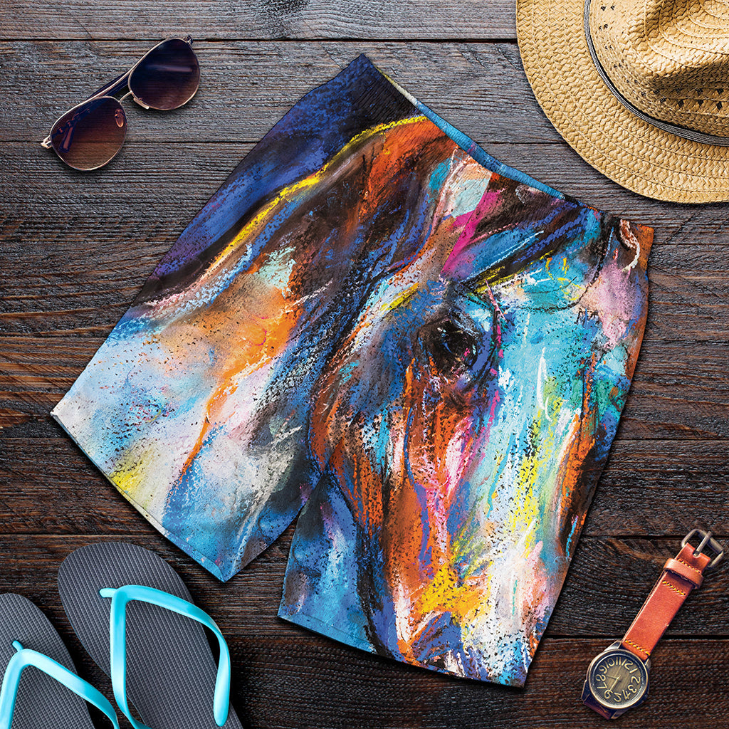 Colorful Horse Painting Print Men's Shorts