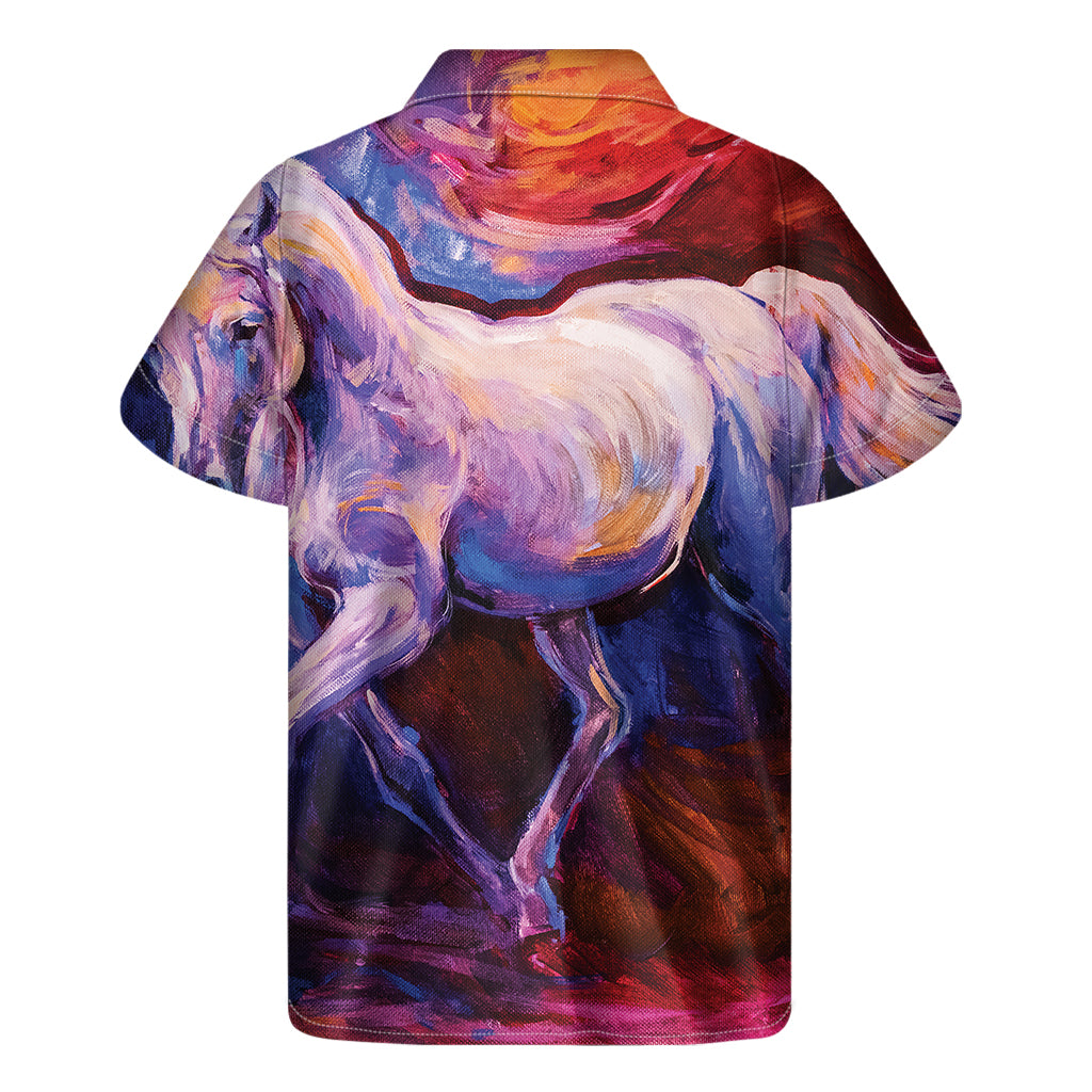 Colorful Horse Portrait Print Men's Short Sleeve Shirt