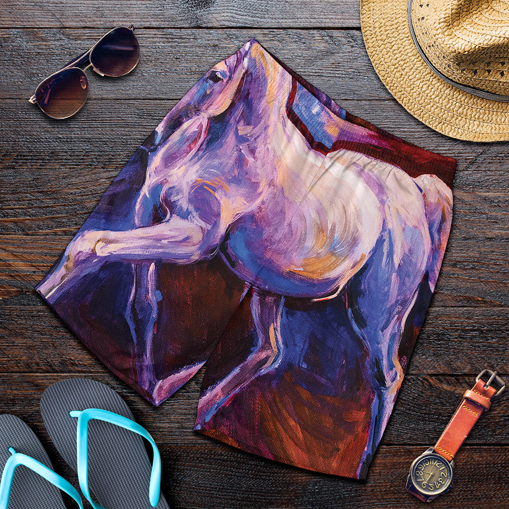 Colorful Horse Portrait Print Men's Shorts