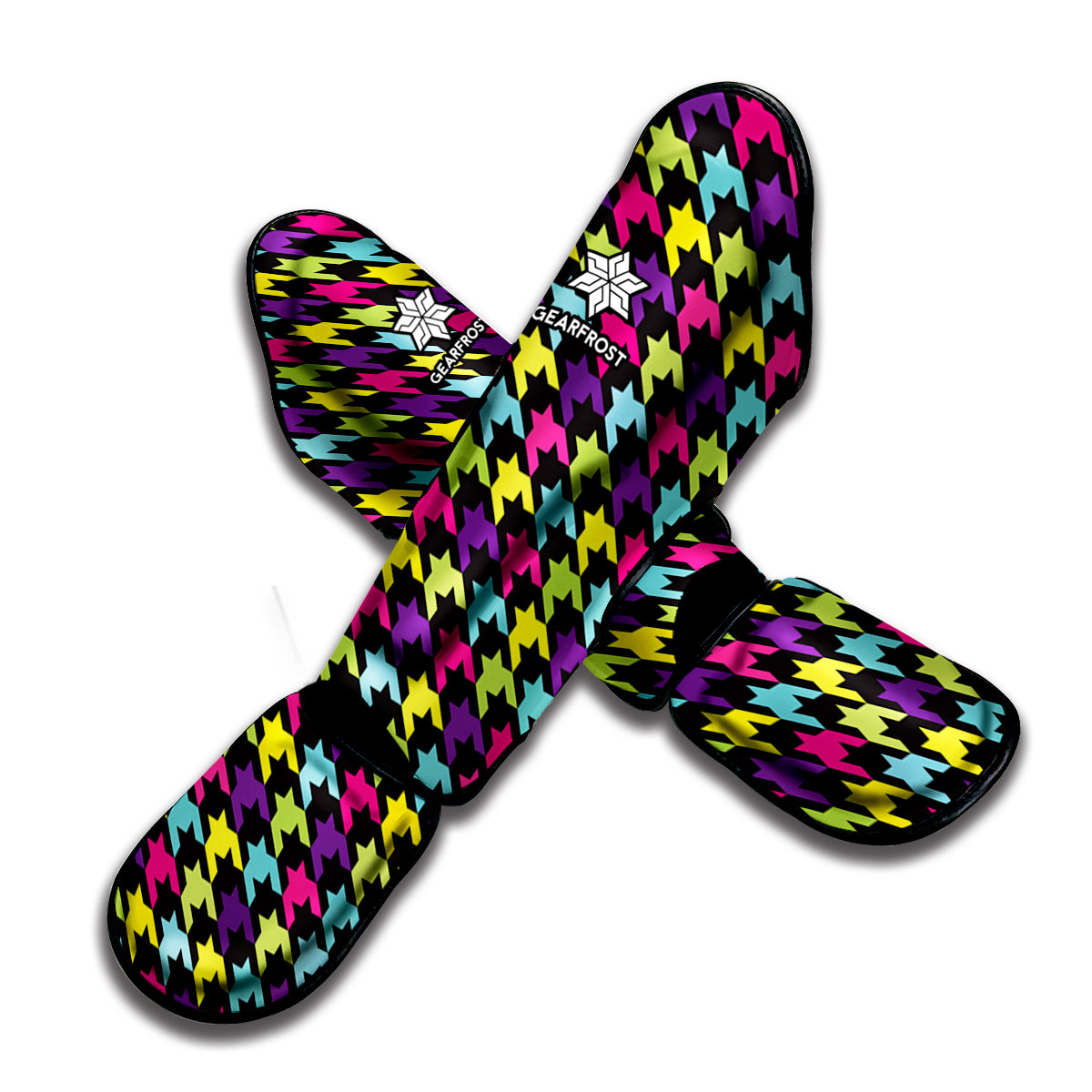 Colorful Houndstooth Pattern Print Muay Thai Shin Guard