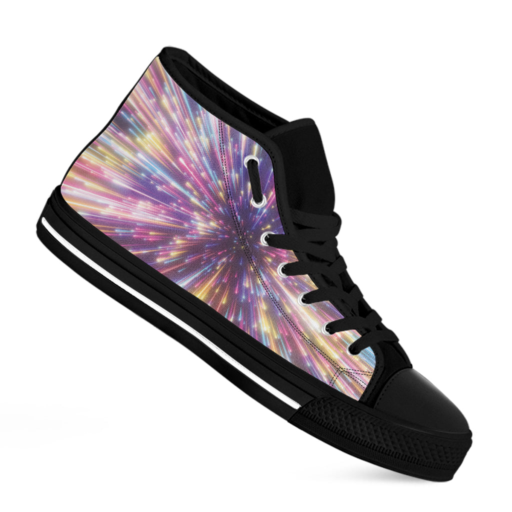 Colorful Hyperspace Print Black High Top Shoes