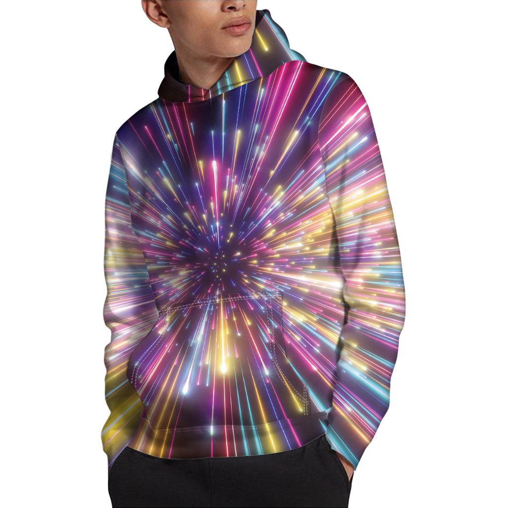 Colorful Hyperspace Print Pullover Hoodie