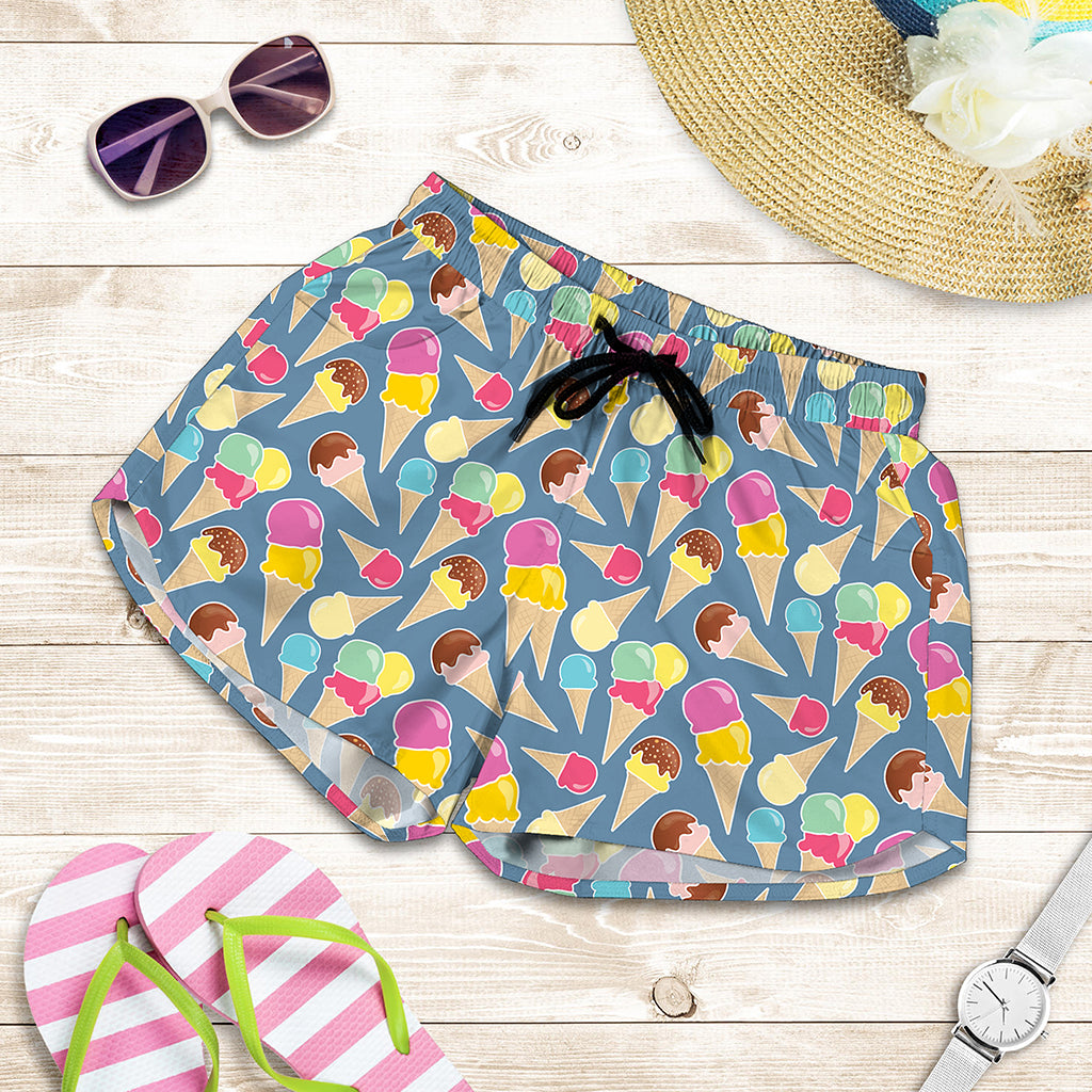 Colorful Ice Cream Pattern Print Women's Shorts