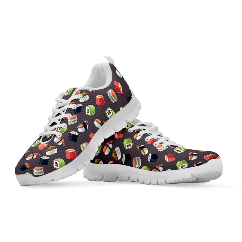 Colorful Japanese Sushi Pattern Print White Sneakers