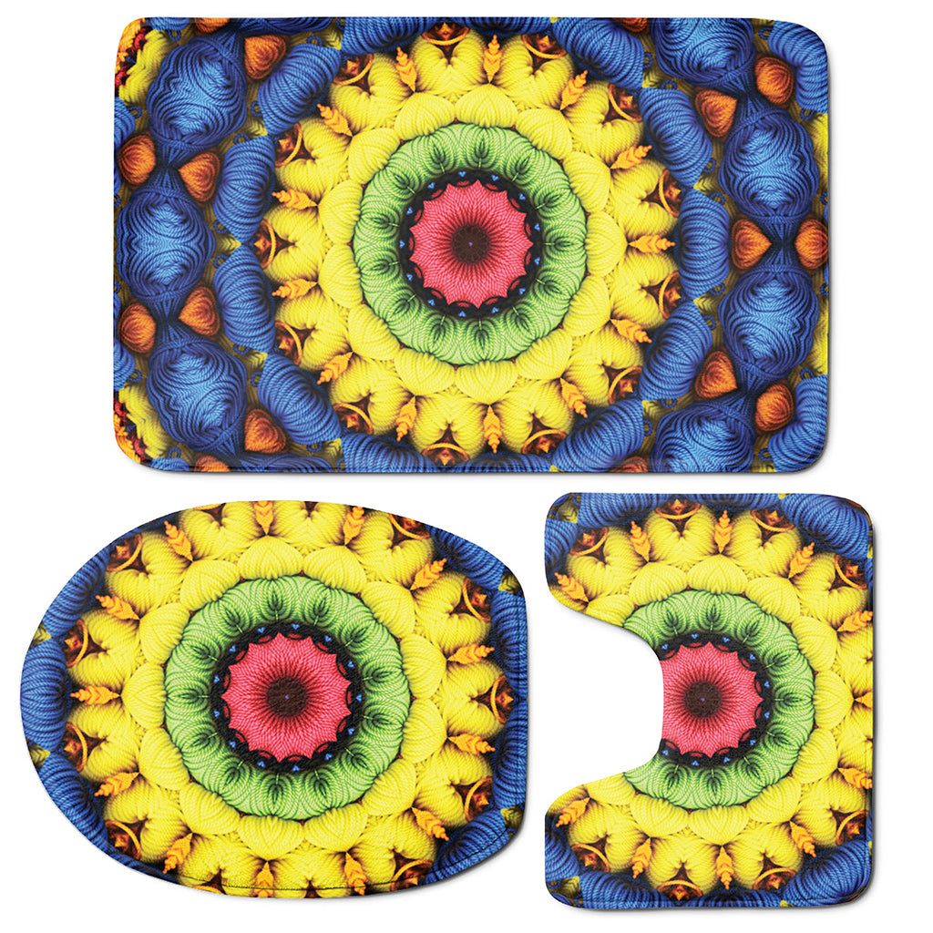 Colorful Kaleidoscope Print 3 Piece Bath Mat Set