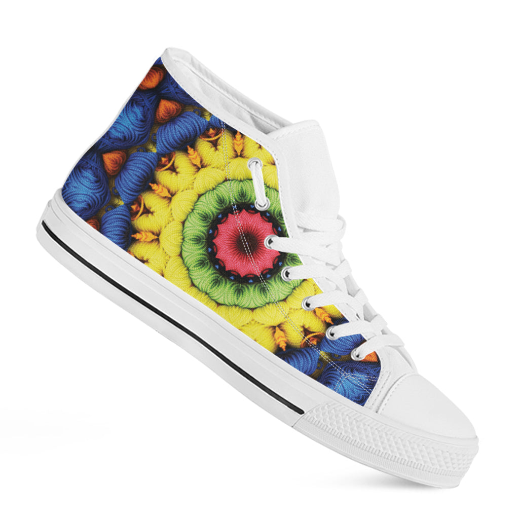 Colorful Kaleidoscope Print White High Top Shoes