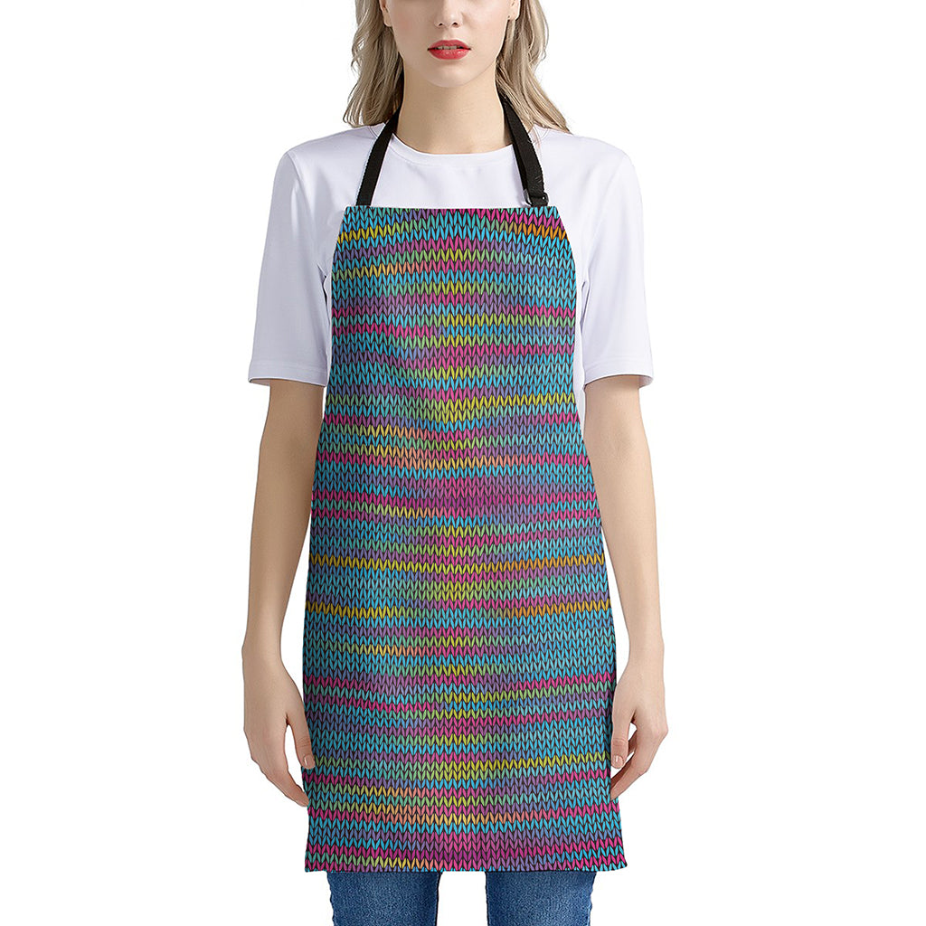 Colorful Knitted Pattern Print Apron