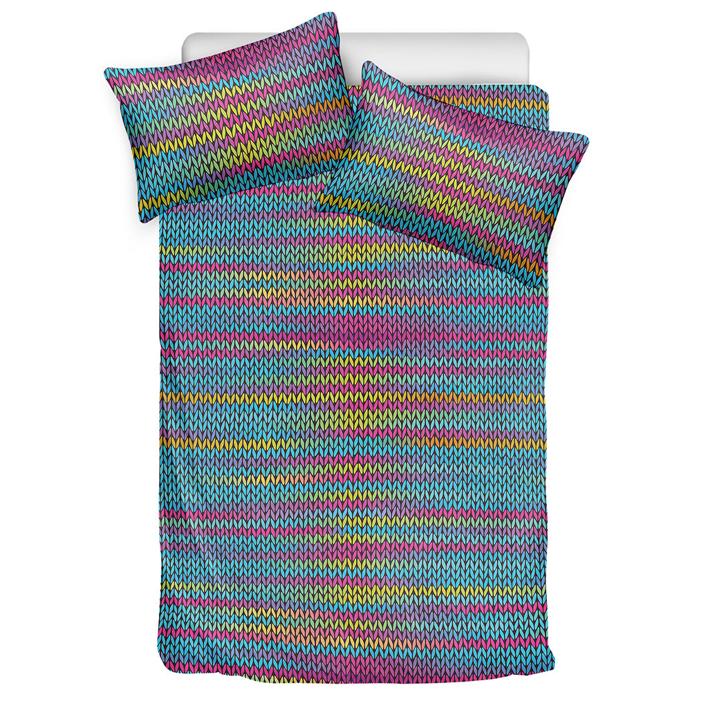 Colorful Knitted Pattern Print Duvet Cover Bedding Set