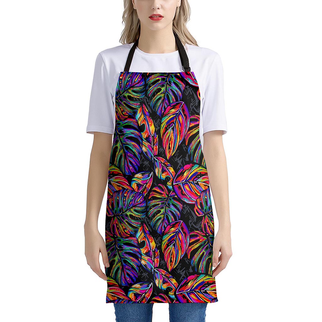 Colorful Leaf Tropical Pattern Print Apron