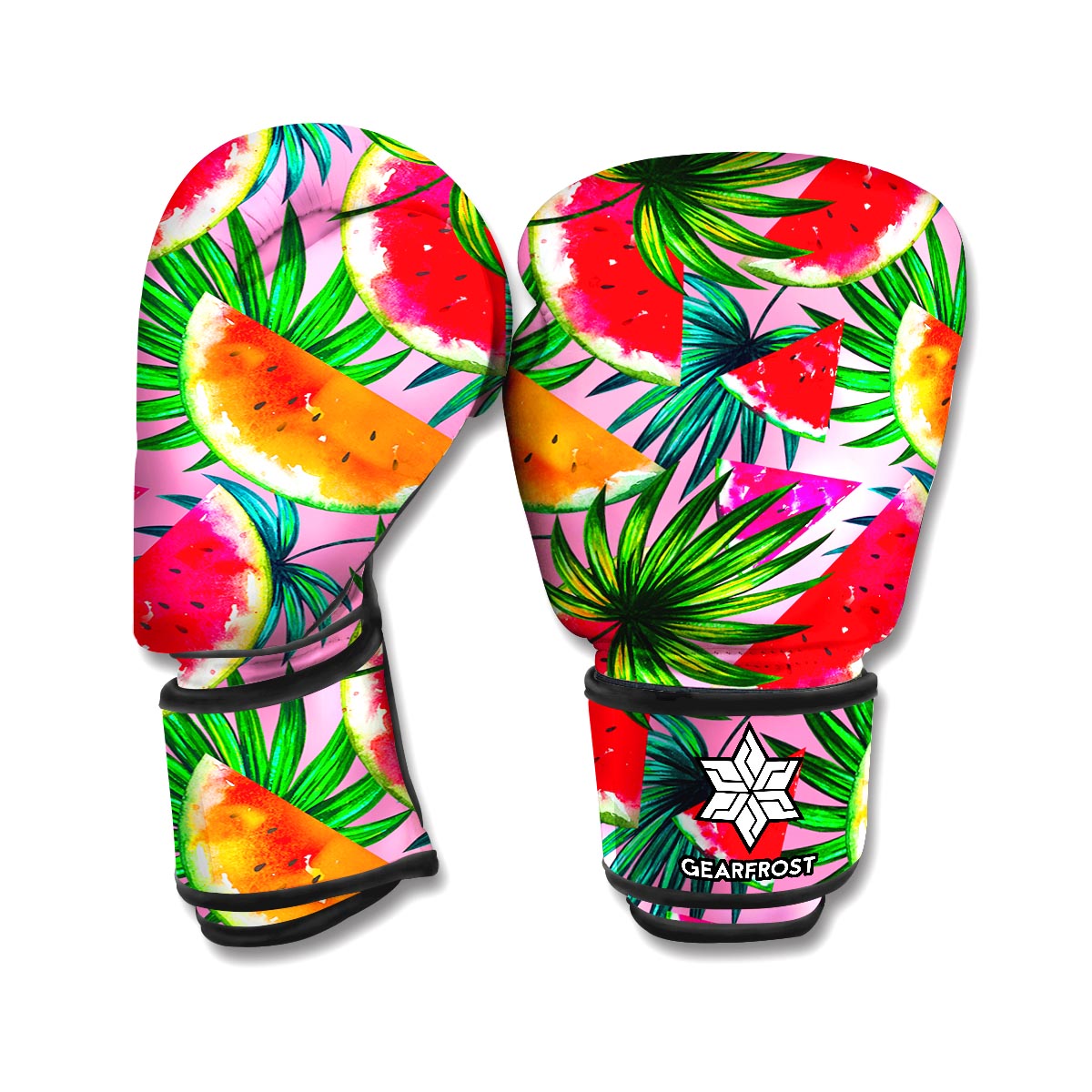 Colorful Leaf Watermelon Pattern Print Boxing Gloves