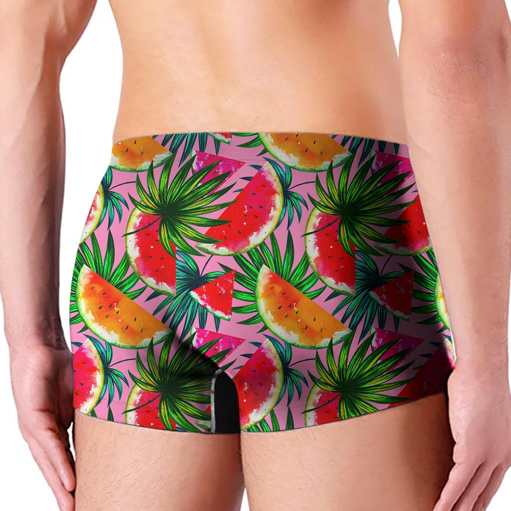 Colorful Leaf Watermelon Pattern Print Men's Boxer Briefs