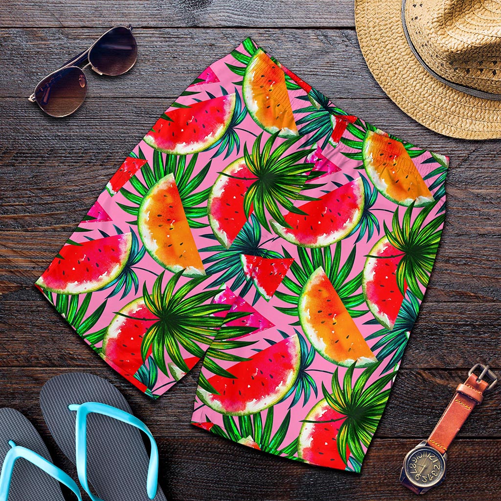 Colorful Leaf Watermelon Pattern Print Men's Shorts