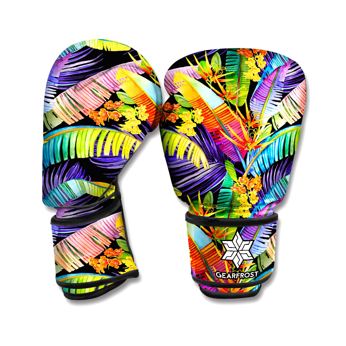 Colorful Leaves Tropical Pattern Print Boxing Gloves