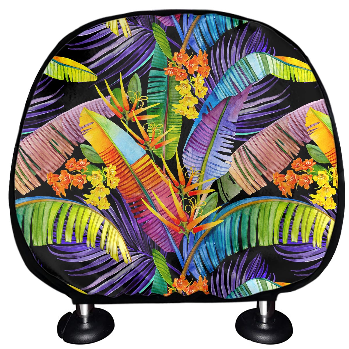 Colorful Leaves Tropical Pattern Print Car Headrest Covers