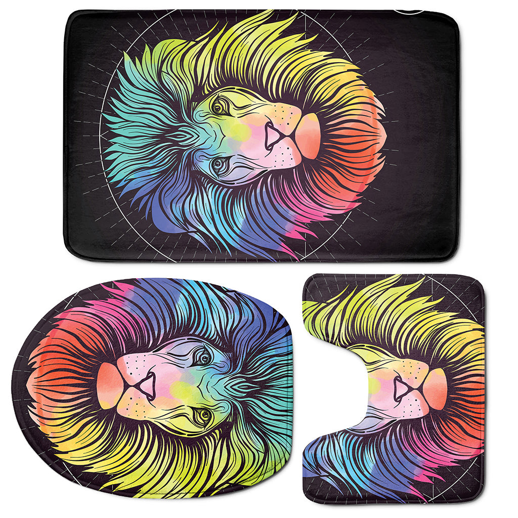 Colorful Leo Sign Print 3 Piece Bath Mat Set