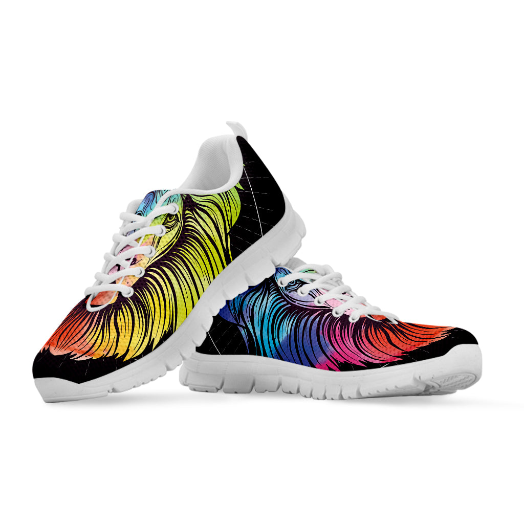 Colorful Leo Sign Print White Sneakers