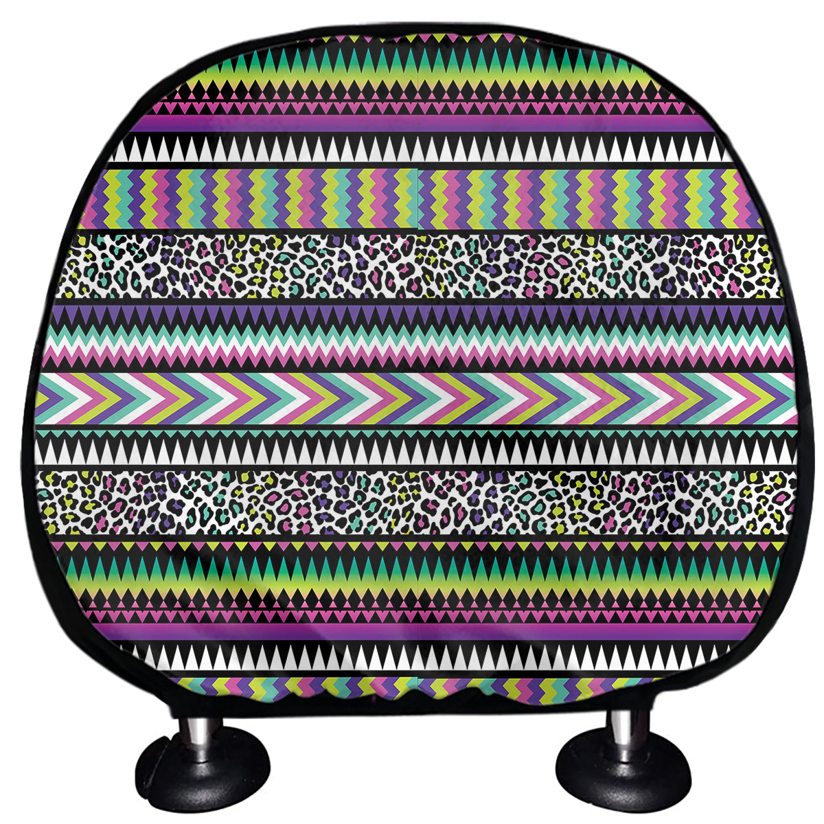 Colorful Leopard Navajo Tribal Print Car Headrest Covers