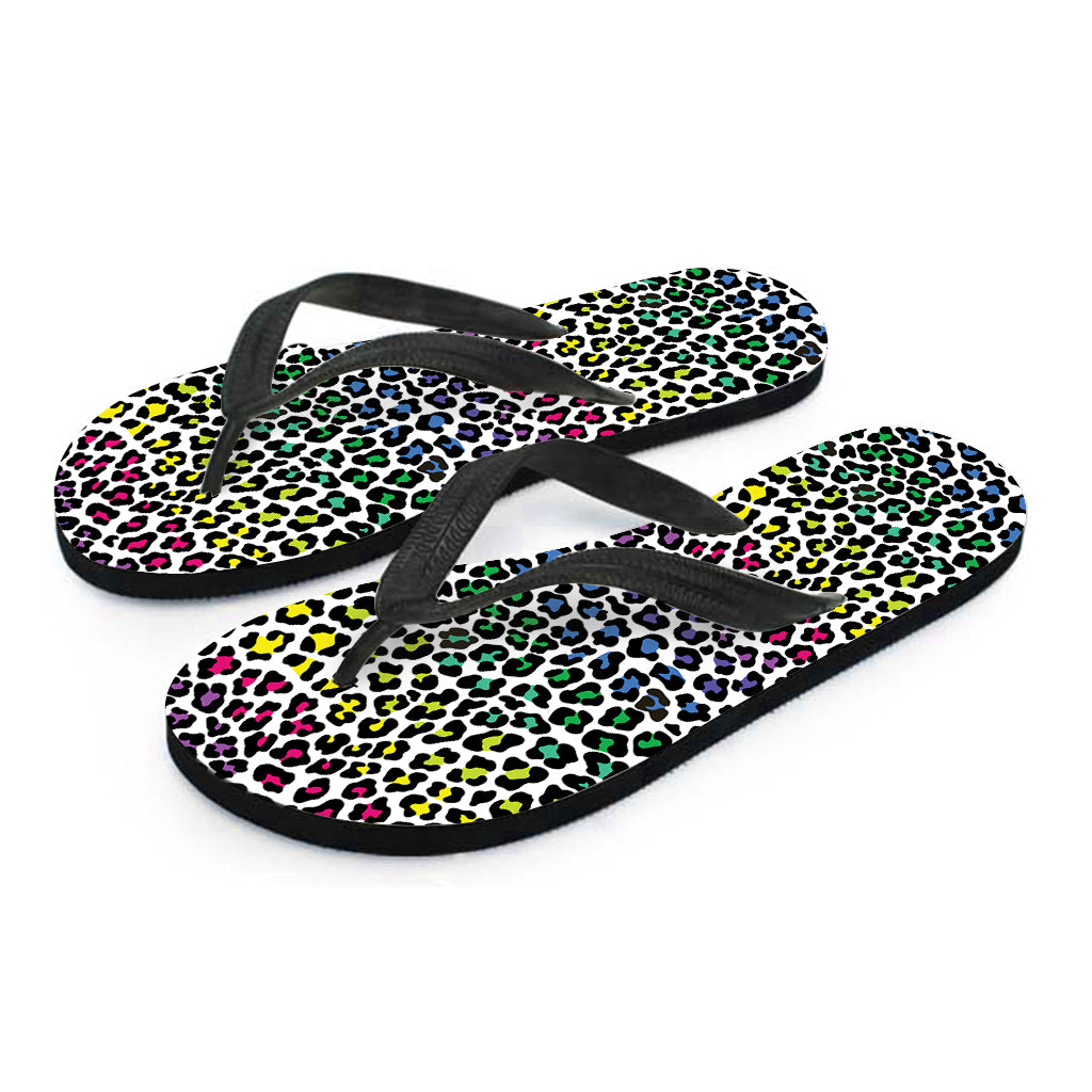 Colorful Leopard Print Flip Flops