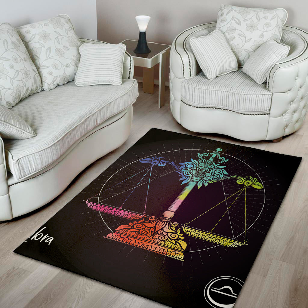 Colorful Libra Sign Print Area Rug