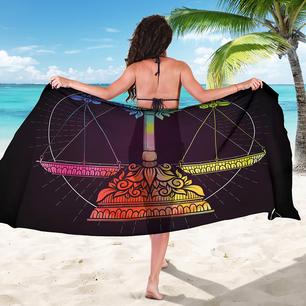 Colorful Libra Sign Print Beach Sarong Wrap