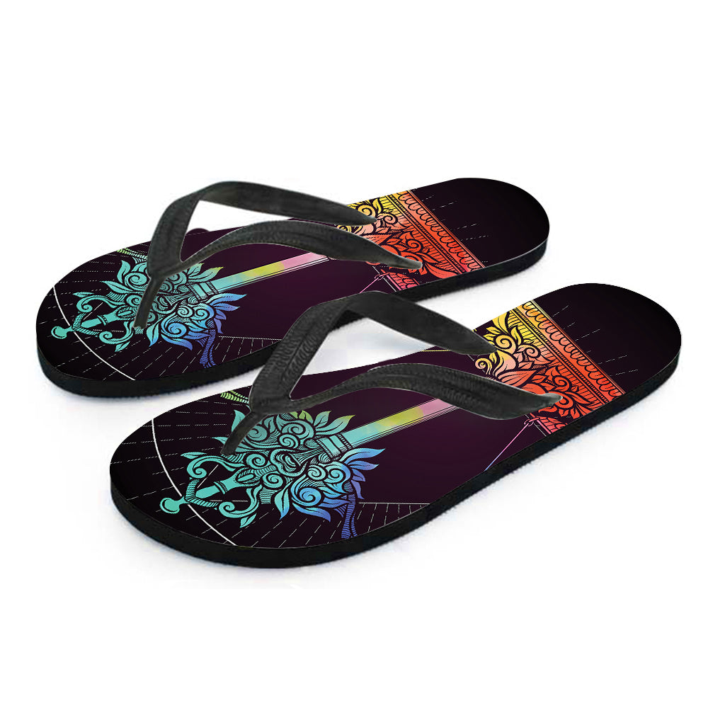 Colorful Libra Sign Print Flip Flops