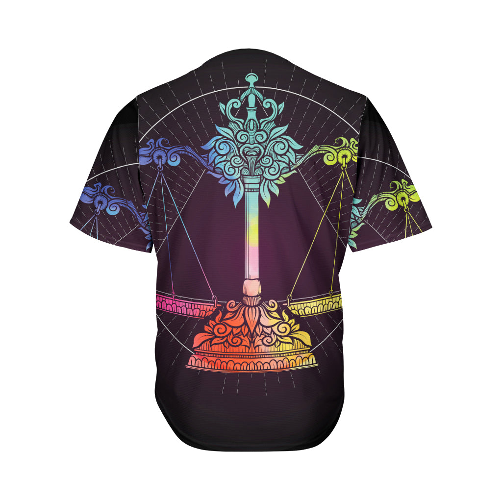 Colorful Libra Sign Print Men's Baseball Jersey