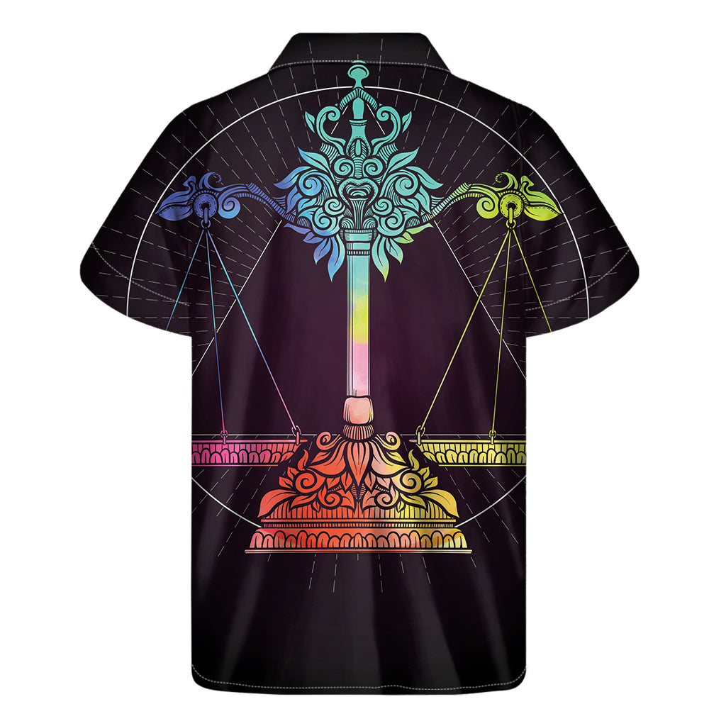 Colorful Libra Sign Print Men's Short Sleeve Shirt
