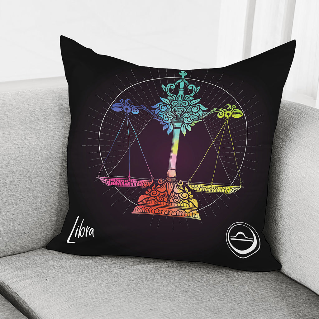 Colorful Libra Sign Print Pillow Cover