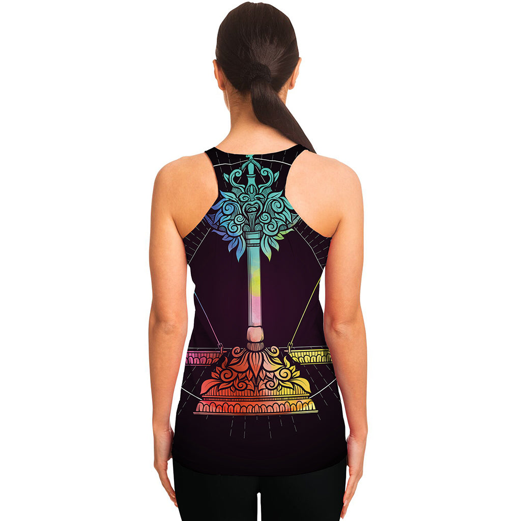 Colorful Libra Sign Print Women's Racerback Tank Top