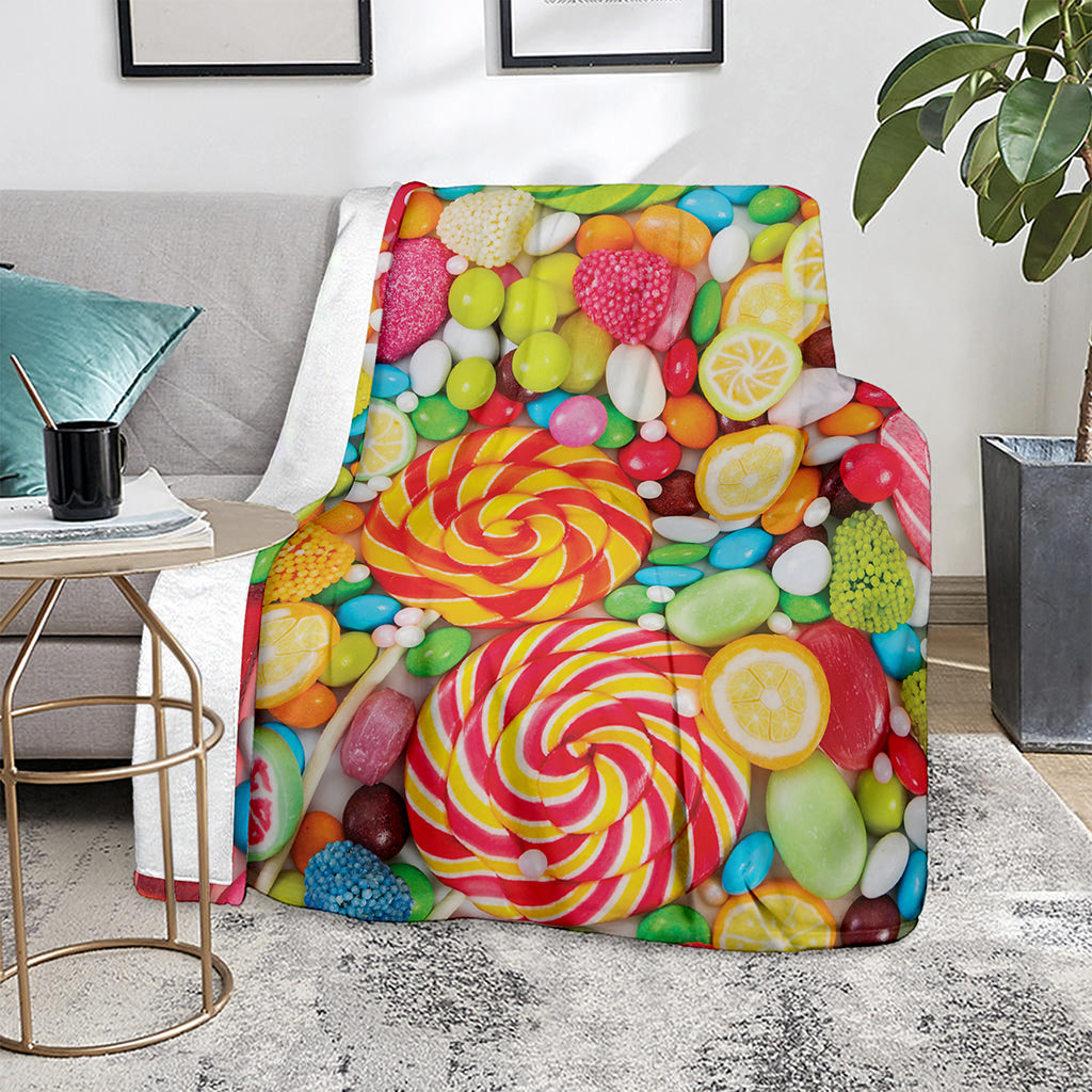 Colorful Lollipop And Candy Print Blanket
