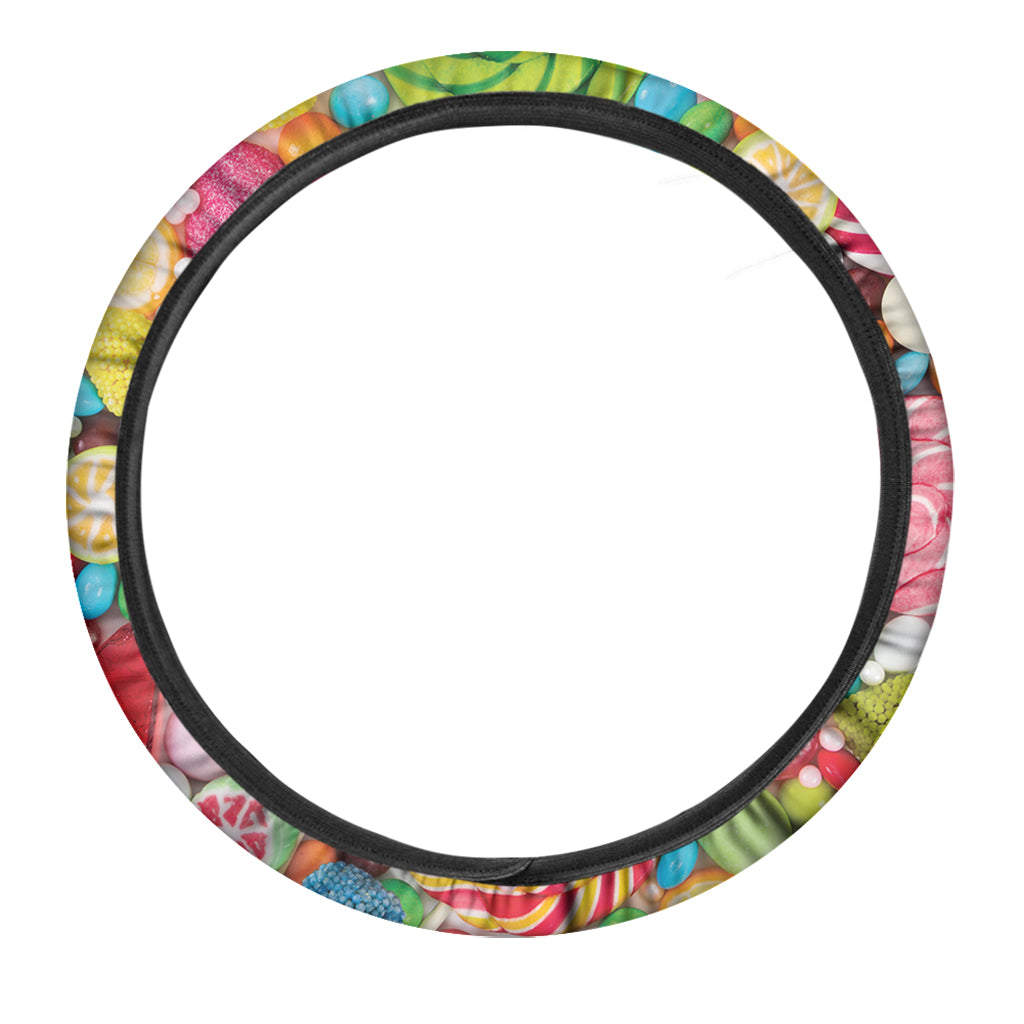 Colorful Lollipop And Candy Print Car Steering Wheel Cover