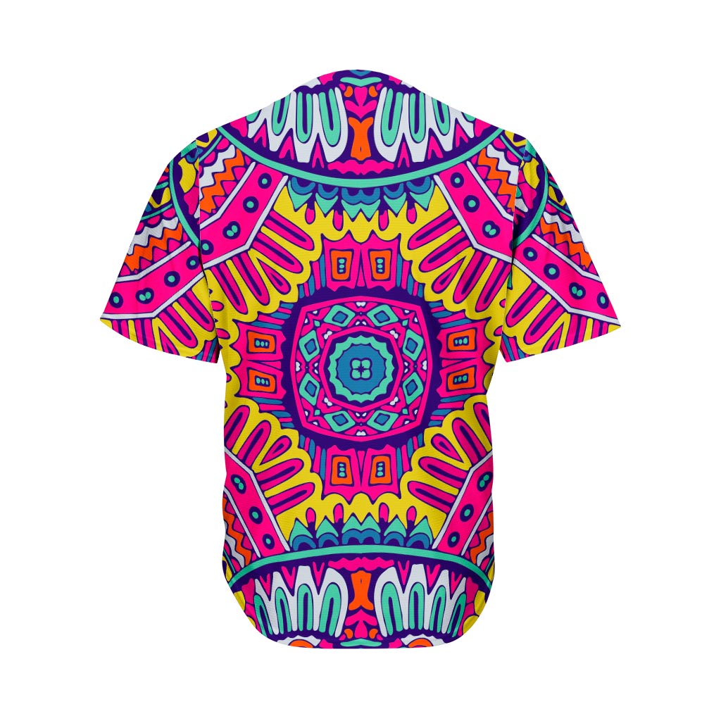 Colorful Mandala Bohemian Pattern Print Men's Baseball Jersey
