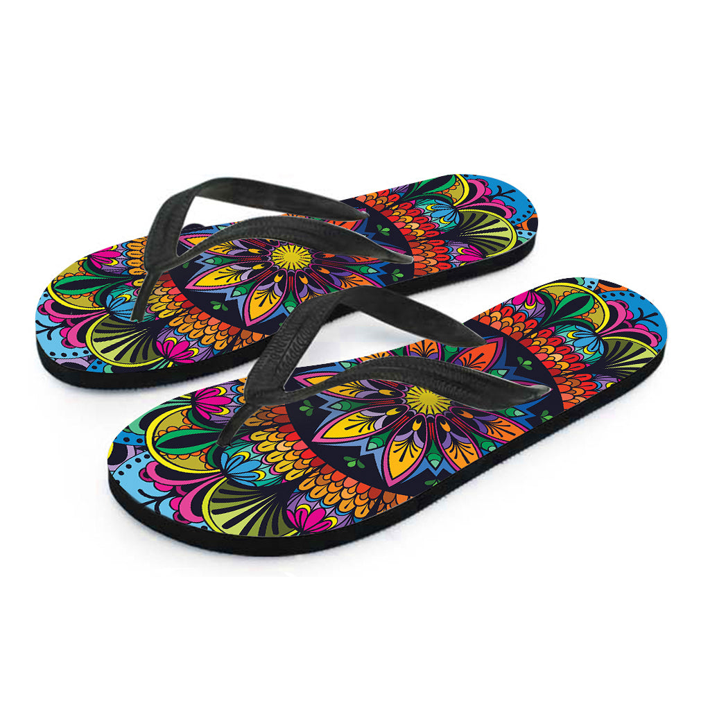 Colorful Mandala Print Flip Flops