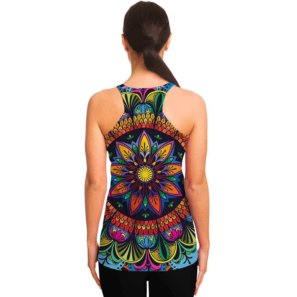 Colorful Mandala Print Women's Racerback Tank Top