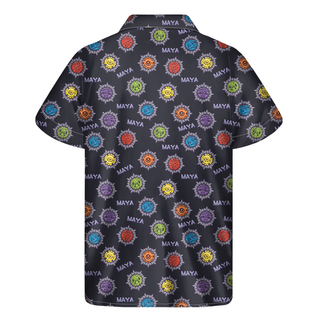 Colorful Maya Pattern Print Men's Short Sleeve Shirt