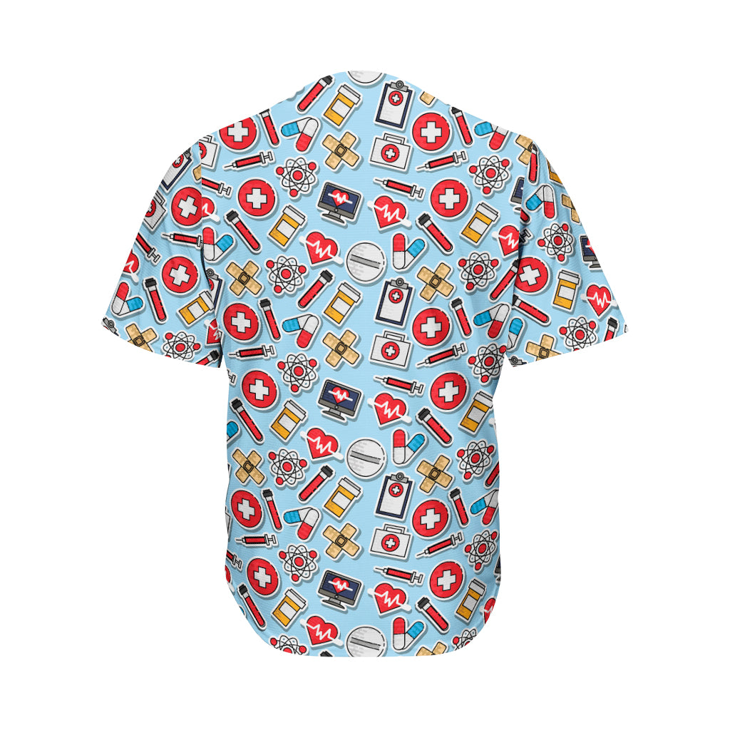 Colorful Medical Pattern Print Men's Baseball Jersey